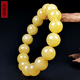 Amber style, one thing, one picture, one certificate, beeswax bracelet, men and women, natural amber bracelet, Russian chicken fat yellow round beads, 20.01g, 12.9mm