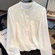 Pierre Cardin super nice white long-sleeved shirt for women spring new super hot French puff sleeve top beautiful little shirt white L 105-115Jin Jin is equal to 0.5 kg