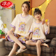 浪莎（LangSha）亲子母女睡衣纯棉夏季薄款短袖可爱卡通网红小女孩女童家居服套装 6624【纯棉 单套的】 M 12码115-125c50斤左右