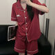 雅鹿韩版简约纯色纯棉睡衣女短袖短裤夏季两件套宿舍家居服套装 9903#黑色 M 80-100斤
