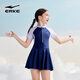Hongxing Erke (ERKE) children's swimsuit for girls, one-piece, medium and large children's sun protection swimming conservative professional swimsuit Hibiscus Purple 170