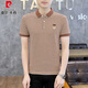 Pier Cardin reines Baumwoll kurzärmelige T-Shirt Herren 2025 Sommer Neues Lampe Striped Polo Shirt T-Shirt Trendy Herren lässige Kleidung Y6626 Gray M 165