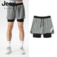 Jeep Spirit Jogging Shorts Herren Sport Trail and Field Marathon Lose schnell trocknende Anti-Exposation-Ausbildung Fitnessausrüstung Drei-Punkte-Hosen DK-9923 Black M