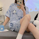 Jingpufei versión coreana suelta de pijamas de manguito corto MM MM Summer Outter Wear Traje de ropa para el hogar 2025 679 Dinosaurio verde 170 m Código [Recomendado 80-90Jin [Jin iguala 0.5 kg]]]