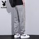 Playboy pantalones para hombres seda de seda de hielo moderno de verano delgada de nina y aguja a los pies sueltos de nine harun pantalones casuales de verano de verano m gris claro M [sugerido 90-110jin [Jin iguala 0.5 kg]]]