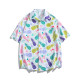 Xunterson Thai Casual Cuban Collar Eisensens-Sense-Hemd-Hemd-Hemd Herren Sommer Neues lose trendige Blumenurlaubshemd 7029 Malediven Blau M Empfohlen 120 Jin [Jin gleich 0,5 kg]