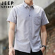 JEEP SPIRIT吉普短袖衬衫男夏季韩版休闲衬衣男士简约外套男装 浅灰 XL
