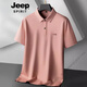 JEEP SPIRIT加肥加大码丝光棉商务polo衫男短袖夏季胖子休闲翻领t恤上衣 6625紫兰 5XL (210-230斤)