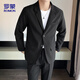 ROMON casual suit men's commuting suit easy to care versatile jacket loose professional formal wear ZHK13 black 3XL