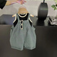 G.Duckkids kleine gelbe Ente Kinder Denim Overalls Jungen Shorts Baby Mädchen Weste Anzug Sommer Lose koreanische Version Kinder 20 Schwarze Weste + Overalls 110 cm Empfohlene Höhe 100-110 cm