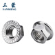 Sanmeng hexagonal flange nut DIN6923 304 stainless steel nut anti-slip anti-loosening pad nut M6 40 pieces