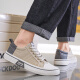 Changxiang Huili Men's Shoes 2025 Summer Nuevos zapatos de lienzo de moda zapatos de mesa transpirables versátiles versátiles de zapatillas casuales beige 42
