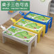 Edwone Wooden Track Car Trevate Controw Train en bois pour enfants Table jouet en bois garçon grand assemblage de particules Table de bloc de construction Table bleu + couverture + Crane Hillside Standard Official Standard