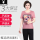 Playboy Mom Summer Sportswear Set modische Kurzarm-T-Shirt Top New Sommer zweiteiliger Set für Frauen mittleren und älteren Frauen H.M-12083 Lederrosa [T-Shirt + Hosen] L (Empfohlen 80-105 Jin [Jin gleich 0,5 kg]))