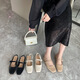 
S.SOFEA Korean style square head thick heel sandals for women 1283-16 black 35
