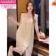 Modal nightgown for women in summer Modal can wear pajamas for women 2025 new thin model for women pure and sweet summer 695 apricot ribbed breast pad 3XL [160-180Jin [Jin equals 0.5 kg]]