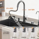 
Jiumu Kitchen 304 stainless steel thickened nano-handmade sink large single-slot under-counter wash basin household dishwasher set Set C-standard version (Flying Rain Pulling Faucet) 680X460