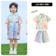 丰灵鸟儿童表演服装六一幼儿园炫彩衬衫背带裤蓬蓬裙舞蹈服啦啦队演出服 3套装832D飞袖彩衬衫+829D彩色球 110