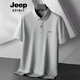 JEEP SPIRIT加肥加大码丝光棉商务polo衫男短袖夏季胖子休闲翻领t恤上衣 6625紫兰 5XL (210-230斤)
