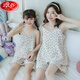 Langsha (Langsha) Pajamas de niñas, Padre-Spender Stafts Starts Swits Sweet Summer Algodón de algodón delgada Big Boy Girl Princess [gasa de algodón puro] LD11301# Milk Apricot Color M 8 Tamaño [Altura sugerida 95-105C]