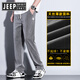 Jeep Spirit Jeep Casual Hosen Männer 2025 Neue Modemarke Straight Loose Herren Hosen Eis Seide Wide Legs Herren Long Hosen Herren Sommer HJ1048 Black M [Größe 28]