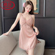 Langsha (Langsha) Luxury Luxury Sexy Chightgown pour les femmes en été avec des poitrines Pajamas Silk Silk Silk Sent Couleur Couleur Belle jupe arrière Vêtements de maison 9227-2 M blanc (avec poitrine) L 100-120JIN [Jin est égal à 0,5 kg]