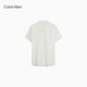 Calvin KleinJeans春夏男士商务休闲通勤ck简约刺绣棉亚麻短袖衬衫J317422 YAF-白色 M （建议130-150斤）