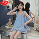 Langsha (Langsha) Pajamas de niñas, Padre-Spender Stafts Starts Swits Sweet Summer Algodón de algodón delgada Big Boy Girl Princess [gasa de algodón puro] LD11301# Milk Apricot Color M 8 Tamaño [Altura sugerida 95-105C]