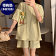 Fhhuabd Pajamas с грудной подушкой для женщин 2024 Новый летний хлопковой шорт с короткими рукавами в Интернете. Стиль знаменитости может носить за пределами домашнего костюма QGL-6627 M-грудная площадка