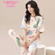 Modal new pajamas for women in summer pure cotton short-sleeved trousers for summer loose can be worn outside for women's home clothes thin two-piece set YS-683 L