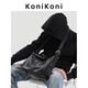 KONIKONI men's crossbody bag genuine leather men's bag shoulder bag large capacity tote bag casual large bag 2026 new commuter men's bag black shoulder strap adjustable