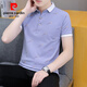 Pierre Cardin Herren-Mercerized Cotton Revers kurzärmeliges T-Shirt Herren neu 2025 Sommer Festkörper-Print-Halsbärer Casual Polo Kragen Weiß QY679 XL 135-145Jin [Jin ist 0,5 kg]