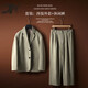 DK high-end men's Korean casual suit men's spring and autumn fashion loose handsome light mature drape suit two-piece set light green suit + pants M 100-130Jin Jin equals 0.5 kg