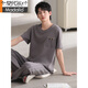 Modal men's pajamas in summer new short-sleeved trousers pullover casual simple large-size teenager men's home clothing suit 12014 L (110-130Jin[Jin equals 0.5 kg])
