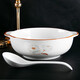 New style ceramic double-eared bowl, large household anti-scalding underglaze color boiled fish dish basin, good-looking soup bowl with white spoon, Camellia 2-piece set, 10.5-inch double-eared bowl, 1 pack + 1 soup spoon