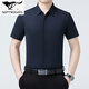 Seven Wolf Mulberry Silk Short Sleeve Shirt Men's Summer New Casual Business No Ironing Shirt Middle-aged Lapel Thin Half-Sleeve Top 6913 Gray Green L 175/115