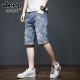 
JEEP SPIRIT Jeep denim shorts men's summer thin loose trendy brand five-point mid-pants Korean style trendy ripped elastic 5-point short 689 blue ripped model + 331 blue gray 36 [(2 feet 8) Weight 165-175 Jin [Jin equals 0.5 kg]]