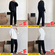 Woodpecker informal Sports Set Men's Spring y Autumn New Fashion Brand All-Match Lo suelto y sexy de manga larga Set de dos piezas Aptz9898 Black L