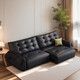 Sidi Luolan leather sofa electric living room head layer cowhide black Italian minimalist sofa combination black swan SN2629 three-electric position 3.15 meters three-seat bag contact surface s-level thickened head layer 0cm