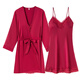 Langsha (langsha) wedding pajamas for women in summer ice silk bride wedding couple men short-sleeved suit red zodiac year DA22165 suspender women-DA9901 men's burgundy M women L