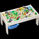 Edwone Wooden Track Car Trevate Controw Train en bois pour enfants Table jouet en bois garçon grand assemblage de particules Table de bloc de construction Table bleu + couverture + Crane Hillside Standard Official Standard