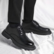 Telexi Young Men's Round Toe Large Size Genuine Leather Breathable Soft Leather Thick Sole Broad Toe Formal Business Casual British Black Leather Shoes Black Please take one size larger for wider feet 46 (280mm) = Sports Shoes 47