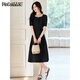 Robe Pincai pour femmes French Hepburn Style Robe noire haut de gamme A-line manche courte robe longue p52q069