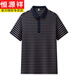 
Hengyuanxiang brand mulberry silk short-sleeved T-shirt for men's lapel summer silk thin middle-aged high-end striped polo shirt 13563# blue M 48 [Suggested 100-120Jin [Jin equals 0.5 kg]]