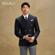 Skaro [Blaze] Business Casual Men's Blazer Pure Wool Slim Single Brew-Breasted Blue Blue Skv861-1 (Boucle en métal à double rangée) 48