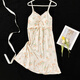 
Single Nanwei summer new knitted cotton nightgown with breast pad sexy suspender midi skirt sweet and cute style home clothes nightgown 687-1 2XL