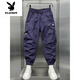Playboy (Playboy) 2025 Nouveau pantalon de travail décontracté, belles liens à glissière, pantalon harem, pantalon d'automne décontracté à neuf points, nouveau produit masculin, Black L Weight 125-140jin [Jin est égal à 0,5 kg]