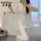 
ShiDipo three-piece ice silk pajamas for women for summer thin 2025 new short-sleeved suit summer imitation silk cool home three-piece set 3887-3 2XL 135-150Jin [Jin equals 0.5 kg]