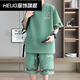 HEUG Lingyue Men's Clothing Store 2025 Summer gran tamaño deportivo informal Conjunto de dos piezas versátiles de dos piezas (YYW6195) XL (130-150Jin [Jin equivale a 0.5 kg])