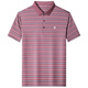 Mengtejiao Herren Mulberry Seide Kurzärärmelte T-Shirt im Sommer Neues Papa mittleren Alters Casual Striped Polo Shirt A829-rot M 165 Geeignet für 100-115jin [Jin ist 0,5 kg]
